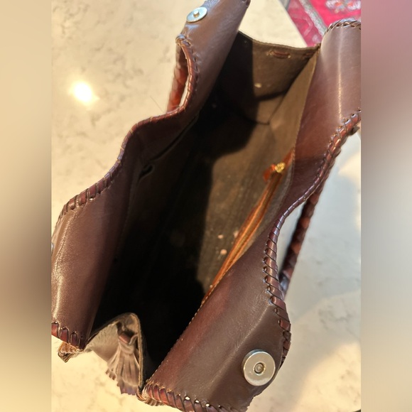 Handmade leather/cowhide bag by Origenes of Todos Santos,MX. Brown-Brown/tan. - Picture 10 of 10